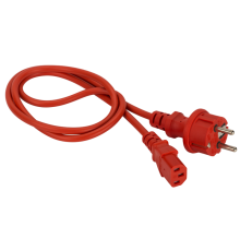 Шнур питания C13-Schuko прямая, 3х0.75, 220В, 10А, красный, 2 метра (LAN-PP13/SH-2.0-RD)