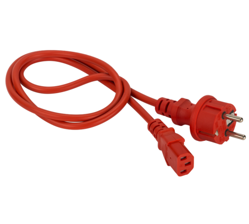 Шнур питания C13-Schuko прямая, 3х0.75, 220В, 10А, красный, 2 метра (LAN-PP13/SH-2.0-RD)