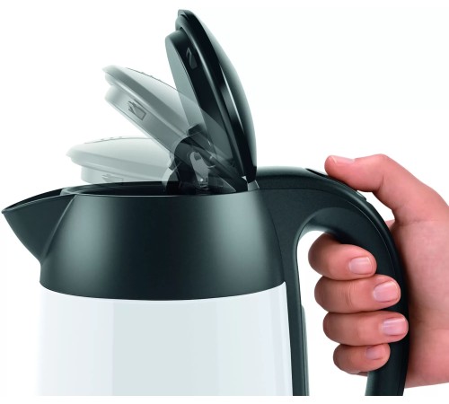 Чайник электрический Bosch TWK3P421 1.7л. 2400Вт белый/черный (корпус: нержавеющая сталь)