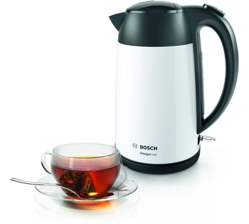 Чайник электрический Bosch TWK3P421 1.7л. 2400Вт белый/черный (корпус: нержавеющая сталь)