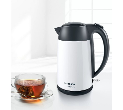 Чайник электрический Bosch TWK3P421 1.7л. 2400Вт белый/черный (корпус: нержавеющая сталь)