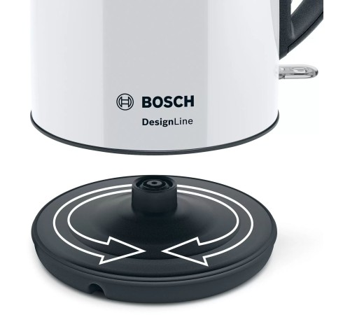 Чайник электрический Bosch TWK3P421 1.7л. 2400Вт белый/черный (корпус: нержавеющая сталь)