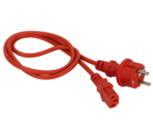 Шнур питания C13-Schuko прямая, 3х0.75, 220В, 10А, красный, 5 метров (LAN-PP13/SH-5.0-RD)