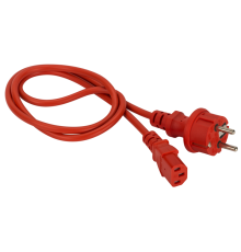 Шнур питания C13-Schuko прямая, 3х0.75, 220В, 10А, красный, 1.5 метра (LAN-PP13/SH-1.5-RD)