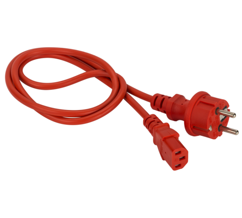 Шнур питания C13-Schuko прямая, 3х0.75, 220В, 10А, красный, 5 метров (LAN-PP13/SH-5.0-RD)