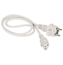 Шнур питания C13-Schuko прямая, 3х0.75, 220В, 10А, белый, 1 метр (LAN-PP13/SH-1.0-WH)