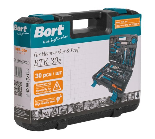 Набор инструментов Bort BTK-30e 30 предметов (жесткий кейс)