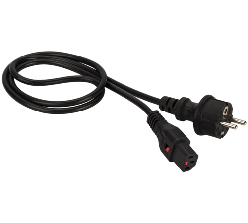 Шнур питания с блокировкой C13-Schuko прямая, 3х0.75, 220В, 10А, черный, 1.8 метра (LAN-PP13L/SH-1.8-BK)