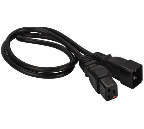 Шнур питания с блокировкой C19-C20, 3х1.5, 220В, 16А, черный, 5 метров (LAN-PP19L/20-5.0-BK)