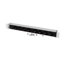 Блок розеток Rem-32 с инд., 8 Schuko, 32A, алюм., 19", колодка (R-32-8S-I-440-K)