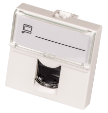 Вставка Mosaic 45x45, RJ-45 UTP, кат.5e, со шторкой и увеличенным окном маркировки, белая (LAN-SIP-23U5E-WH)