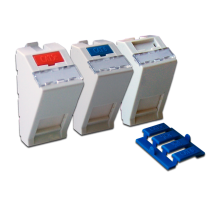 Вставка 22.5x45 на 1 кейстоун, угловая, со шторкой, маркировкой и иконками, белая (LAN-SIP-22A-WH)