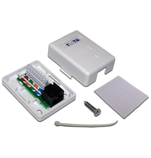Настенная розетка, 1 порт RJ-45 категории 6, UTP, белая (TWT-SM1-45/6-WH)