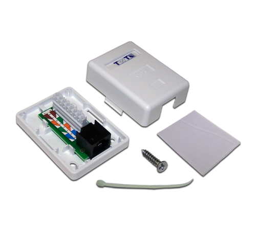 Настенная розетка, 1 порт RJ-45 категории 6, UTP, белая (TWT-SM1-45/6-WH)
