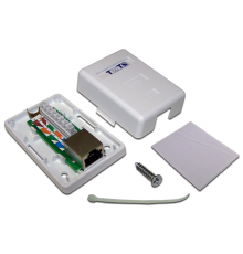 Настенная розетка, 1 порт RJ-45 категории 6, STP, белая (TWT-SM1-45/S6-WH)