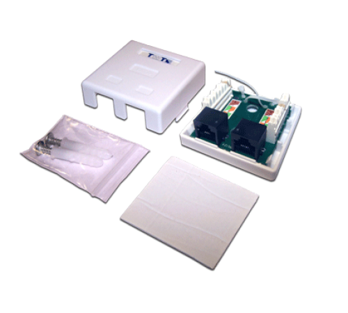 Настенная розетка, 2 порта RJ-45 категории 6, STP, белая (TWT-SM2-4545/S6-WH) Настенная розетка, 2 порта RJ-45 категории 6, STP, белая (TWT-SM2-4545/S6-WH)