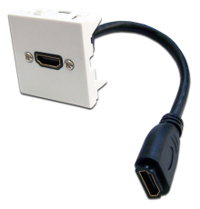 Вставка Mosaic 45x45 с адаптером HDMI с удлинителем, мама-мама, белая (LAN-SIP-23HDMI-WH)