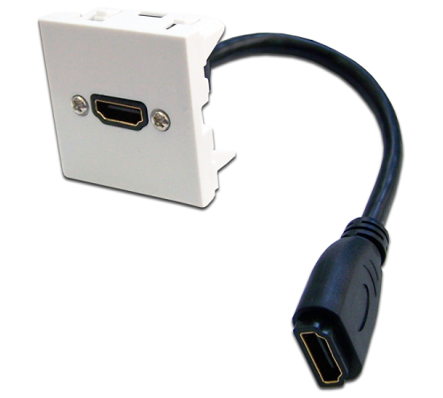 Вставка Mosaic 45x45 с адаптером HDMI с удлинителем, мама-мама, белая (LAN-SIP-23HDMI-WH)
