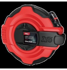Мерная лента Deli DL9920Y 20м x 14,5мм, ударопрочный корпус с резиновыми вставками, полотно из стекловолокна и ПВХ, увеличенная скорость сматывания ленты