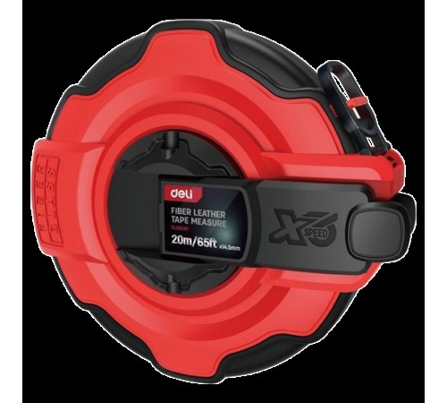 Мерная лента Deli DL9920Y 20м x 14,5мм, ударопрочный корпус с резиновыми вставками, полотно из стекловолокна и ПВХ, увеличенная скорость сматывания ленты