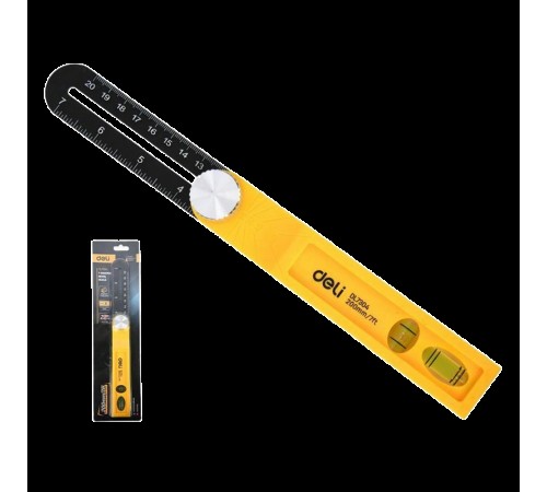 Угломер переставной - малка с пузырьковым уровнем Deli DL7304 200мм