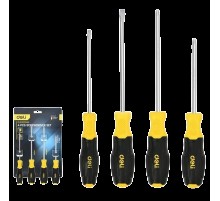 Набор отверток Deli DL630004N 4шт SL5x100 + SL6x150 + PH1x100 + PH2x150 сталь Cr-V, двухкомпонентная прорезиненная рукоять