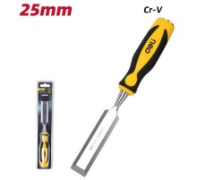 Стамеска плоская Deli DL6225-E1 ширина 25мм, длина 140мм, CrV, прорезиненная рукоять