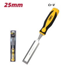 Стамеска плоская Deli DL6225-E1 ширина 25мм, длина 140мм, CrV, прорезиненная рукоять