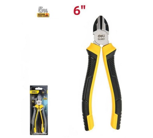 Диагональные бокорезы Deli DL0201  160мм, двухкомпонентная прорезиненная рукоять