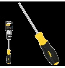 Крестовая отвертка Deli DL633100N PH0x100мм сталь Cr-V, двухкомпонентная прорезиненная рукоять