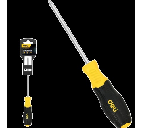 Отвертка Pozidriv Deli DL631002P PZ2x100мм сталь Cr-V, двухкомпонентная прорезиненная рукоять