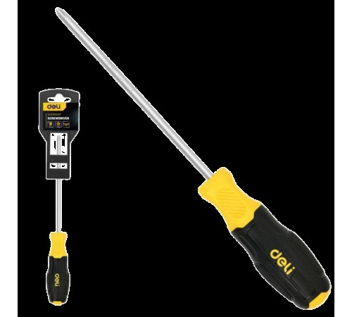 Отвертка Pozidriv Deli DL631003P PZ3x150мм сталь Cr-V, двухкомпонентная прорезиненная рукоять