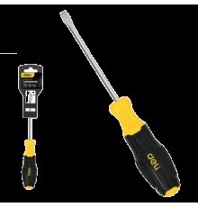 Шлицевая отвертка Deli DL6330751N 3х75мм сталь Cr-V, двухкомпонентная прорезиненная рукоять