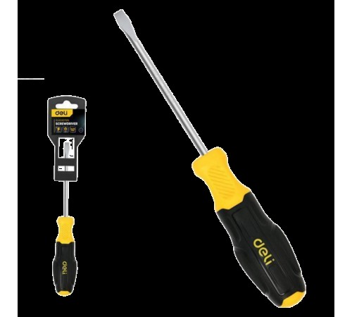 Шлицевая отвертка Deli DL6330751N 3х75мм сталь Cr-V, двухкомпонентная прорезиненная рукоять