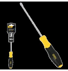 Шлицевая отвертка Deli DL6382001N 8х200мм сталь Cr-V, двухкомпонентная прорезиненная рукоять