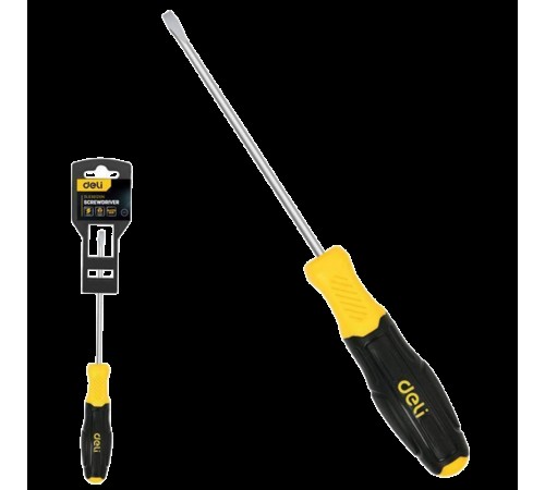 Шлицевая отвертка Deli DL6361251N 6х125мм сталь Cr-V, двухкомпонентная прорезиненная рукоять