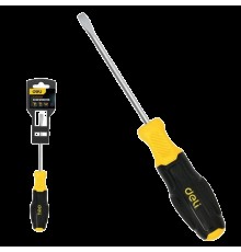 Шлицевая отвертка Deli DL6331001N 3х100мм сталь Cr-V, двухкомпонентная прорезиненная рукоять