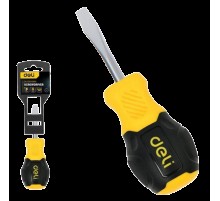 Шлицевая отвертка Deli DL6360381N 6х38мм сталь Cr-V, двухкомпонентная прорезиненная рукоять