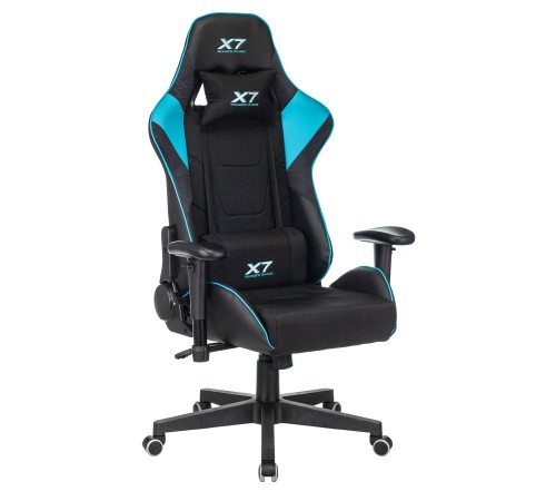 Кресло игровое A4Tech X7 GG-1100 черный/голубой текстиль/эко.кожа крестовина пластик
