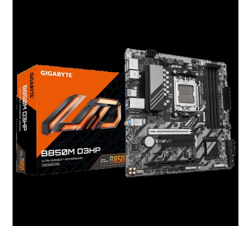 Материнская плата Gigabyte B850M D3HP SocketAM5 AMD B850 4xDDR5 mATX AC`97 8ch(7.1) GbLAN RAID+HDMI+DP