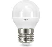 Лампа светодиодная Gauss Black 6.5Вт цок.:E27 шар 220B 3000K св.свеч.бел.теп. G45 (упак.:10шт) (105102107)