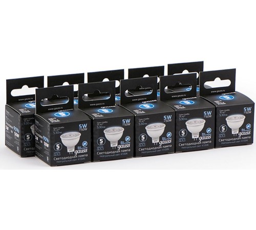 Лампа светодиодная Gauss Black 5Вт цок.:GU5.3 рефлек. 220B 4100K св.свеч.бел.нейт. MR16 (упак.:10шт) (101505205) Лампа светодиодная Gauss Black 5Вт цок.:GU5.3 рефлек. 220B 4100K св.свеч.бел.нейт. MR16 (упак.:10шт) (101505205)