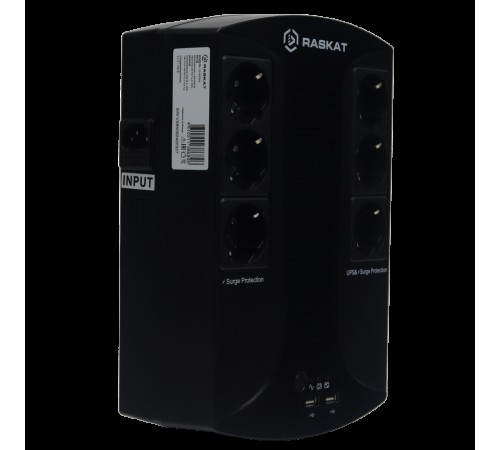 Источник бесперебойного питания (ИБП) Raskat VS-850VA 850VA, 510Вт, 6хCEE 7 Источник бесперебойного питания (ИБП) Raskat VS-850VA 850VA, 510Вт, 6хCEE 7