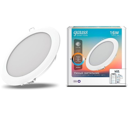 Умный светильник Gauss IoT Smart Home потолоч. белый (2040122) Умный светильник Gauss IoT Smart Home потолоч. белый (2040122)