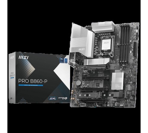 Материнская плата MSI PRO B860-P B860, LGA1851, 4*DDR5, 4*PCIEx16, 3*M.2, 1*TypeC, 2*USB3.2Gen2, 6*USB3.2Gen1, 8*USB2.0, 4*SATA3.0, 5G, Type-C DP, DP, HDMI, ATX, RTL