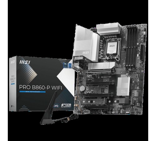 Материнская плата MSI PRO B860-P WIFI B860, LGA1851, 4*DDR5, 4*PCIEx16, 3*M.2, 1*TypeC, 2*USB3.2Gen2, 6*USB3.2Gen1, 8*USB2.0, 4*SATA3.0, 5G, Type-C DP, DP, HDMI, ATX, RTL