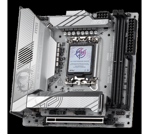 Материнская плата MSI MPG Z890I EDGE TI WIFI Z890, LGA1851, 4*DDR5, 2*PCIEx16, 1*PCIEx1, 5*M.2, 2*TypeC, 4*USB3.2Gen2, 6*USB3.2Gen1, 5*USB2.0, 4*SATA3.0, 5G, 2*Type-C DP, HDMI, ATX, RTL