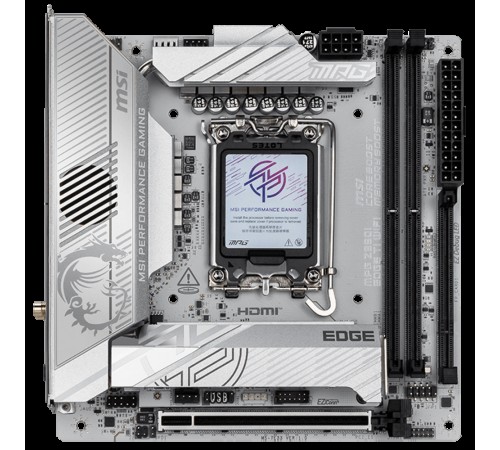 Материнская плата MSI MPG Z890I EDGE TI WIFI Z890, LGA1851, 4*DDR5, 2*PCIEx16, 1*PCIEx1, 5*M.2, 2*TypeC, 4*USB3.2Gen2, 6*USB3.2Gen1, 5*USB2.0, 4*SATA3.0, 5G, 2*Type-C DP, HDMI, ATX, RTL
