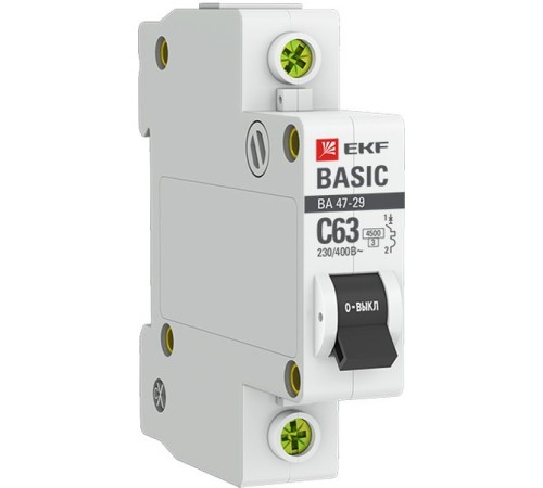 Выключатель автоматический EKF MCB4729-1-25C 25A тип C 4.5kA 1П 230В 1мод белый