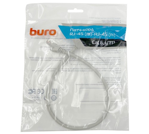Патч-корд Buro UTP 4 пары cat6 CCA molded 0.5м серый RJ-45 (m)-RJ-45 (m) Патч-корд Buro UTP 4 пары cat6 CCA molded 0.5м серый RJ-45 (m)-RJ-45 (m)